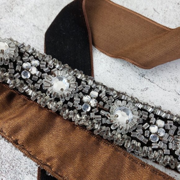 Vintage Y2K J CREW Beaded Velvet Sash Belt O/S Whimsigoth Boho Evening Art Deco - Picture 5 of 9
